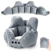 Inflatable Neck Pillow, U-Shaped Travel Pillow with Adjustable Snap Grey
