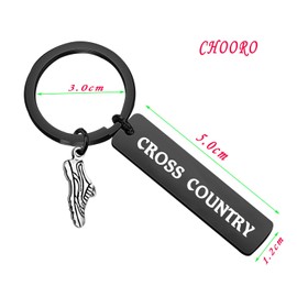 CHOORO Sole Sister Keychain Gift Runner Girl Keychain Gift for Running Buddy Marathon Runner Gift Running Shoe Bag Tag (Cross Country black)