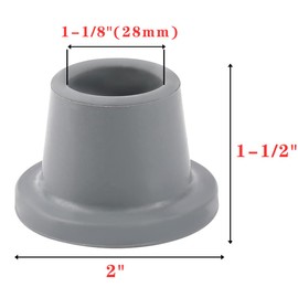 1-1/8 Inch Shower Chair Replacement Rubber Feet for Shower Chair Bath Seat, 4 Pack Rubber Tips Non-Slip Bench, Suction Cup Feet Leg Caps, Metal Insert Reinforced for Stools (1-1/8" I.D, Grey)