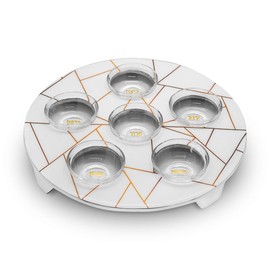 Godinger Seder Plate with Glass Seder Cups - White and Gold Passover Table Decor and Ritual Set, Modern Geometric Design for Enhanced Holiday Celebrations