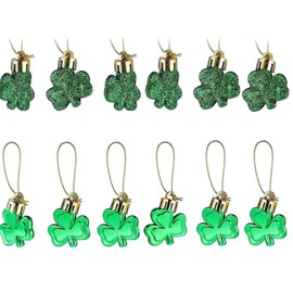 24 Pcs St Patrick's Day Shamrocks Ornaments, Good Luck Clover Hanging Baubles for St. Patrick's Day Home Party Decorations