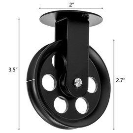 Hedume Set of 2 Black Pulley Wheels for Plug in Pendant Light, Wall Ceiling Mount Pulleys for Hanging Lamp, Vintage Aluminium Wall Ceiling Mount Lifting Towing Pulleys for DIY Chandelier Lighting