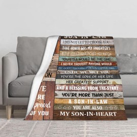 Guqklout Christmas Son in Law Gifts from Mother in Law/Father in Law, Gifts for Son in Law, Son in Law Birthday Gifts, Son in Law Wedding Gift, Gifts Ideas for Son-in-Law Throw Blanket 60x50 Inch