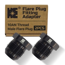 Cosmostar 10AN Male Flare Plug Fitting Adapter - 7/8"-14 UNF Thread, 6061-T6 Aluminum, Black Anodized, Leak-Proof Cap for Coolant Systems - Pack of 2(RAH05-H-2PC)