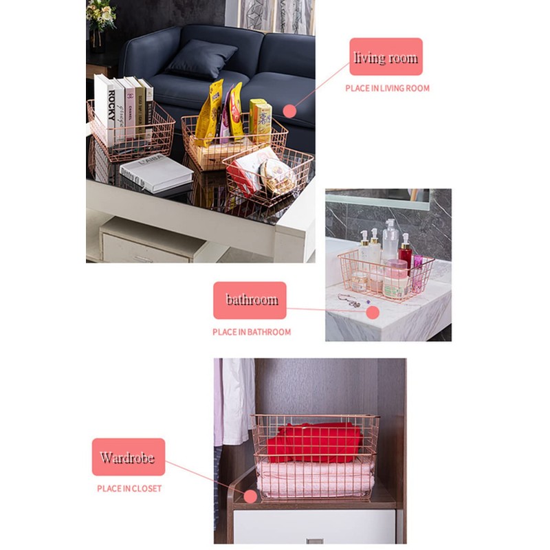 Wire Storage Basket, Organize Living Room Kitchen Bathroom Storage Basket