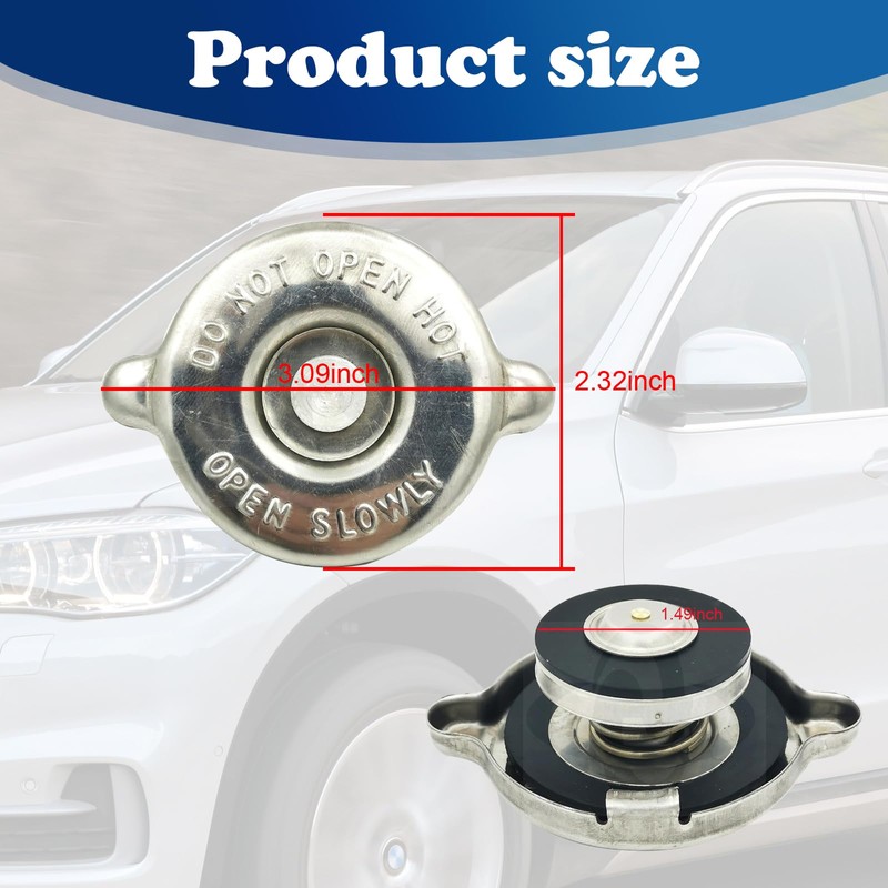 GKmow Pack-1 Radiator Cap, Stainless Steel Engine Seal Cover, 16