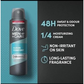Dove Men+Care Clean Comfort Antiperspirant Deo Spray - 250 ml (8.4 oz) - 3 Pack