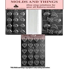 Valentine day Heart Chocolate candy mold B.S. ROSE HEART MINT Chocolate candy mold, Bite size lip chocolate candy mold,Rose chocolate candy mold with Copyright molding Instructions + 50 sticks