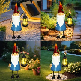 TEDOF Solar Garden Gnomes Outdoor Decor with Solar Lights,Large Garden Gnomes Figurines,Gnomes Decorations for Yard Porch Patio Lawn House Sculptures Decorations Gifts