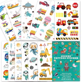 Sugeru 100+ Children's Skin-friendly Tattoos, Colourful Mix Stick-On Stickers for Boys, Girls, Party Bags, Children's Birthday Party Bags, Plant Extract Colour (Football)