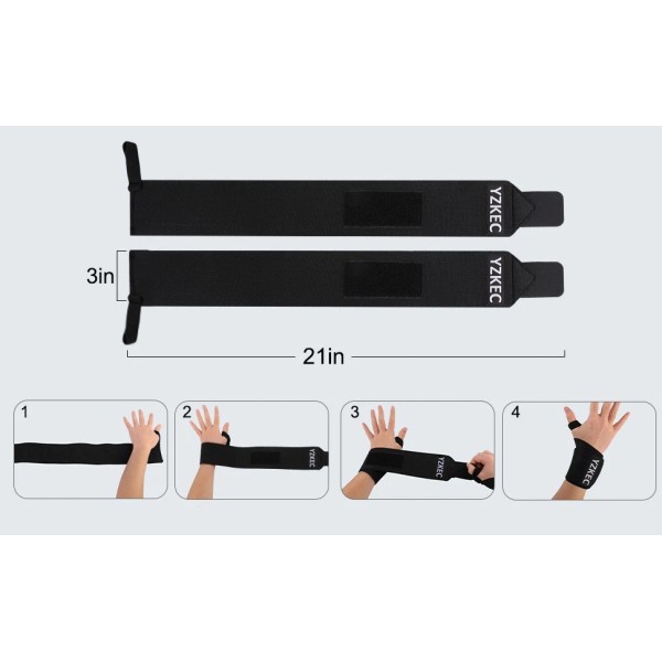 YZKEC Weight Lifting Wrist Wraps Black, Gym Fitness Training Support