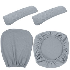 Tallew 4 Pcs Office Chair Covers Set Computer Universal Protective Stretchable Chair Seat Covers Desk Armrest Slipcovers Pads Office Cushion Backrest for Rotating(Quilted Silver Gray)