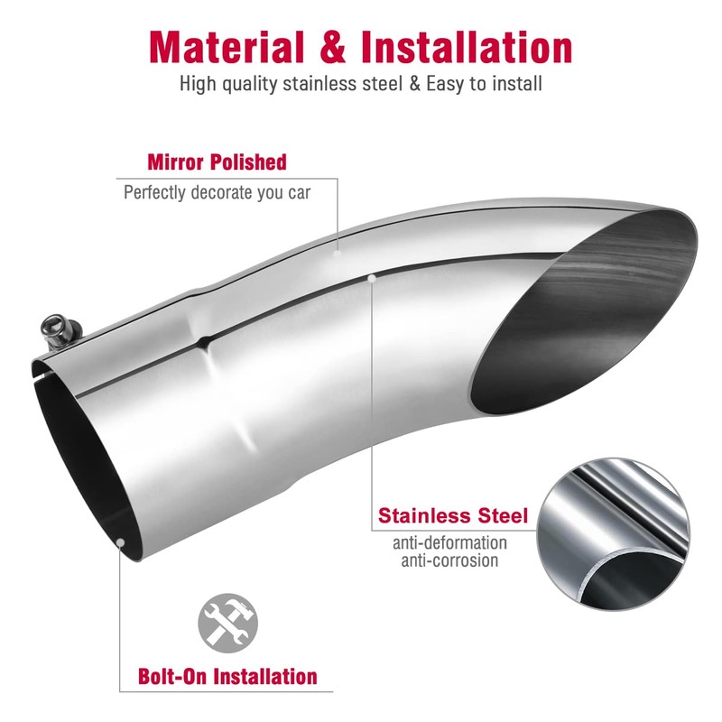 Upower 5 inch Turn Down Tail Pipe Tips 5" Inlet/Outlet