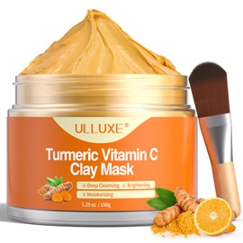 Turmeric and Vitamin C Clay Mask for Face Pore Clearing, Hydrating, Moisturizing Clay Mask, Face Mask Skin Care for All Skin Types, 150 g / 5.29 oz