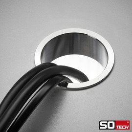 SOTECH Cable grommet, open, installation diameter 50 mm, outer diameter 59 mm, real satin stainless steel (matt brushed) cable ring, cable outlet