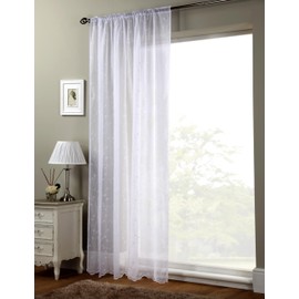 NetCurtainsUK Serenity Sprig White Single Embroidered Voile Net Curtain Sheer Panels Slot Top Heading (140cm (55'') x 229cm (90'')), SerenitySprigPanel-01