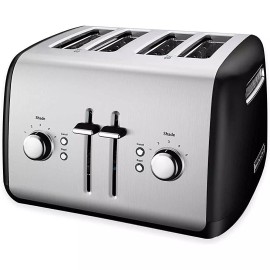 KitchenAid KMT4115OB 4-Slice All Metal Stainless Steel Toaster Black Extra Wide