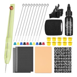 Tattoo Hand Poke Stick Kit - UAKERLED Manual Tattoo Hand Poke Tool DIY Set Tattoos Ink Practice Skin for Beginners