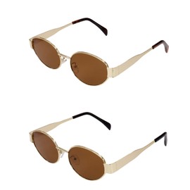 SYF-UN 2Pack Retro Oval Sunglasses for Women Men Designer Trendy Sun Glasses Classic Shades UV400 Protection