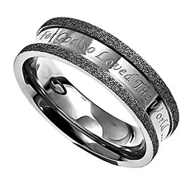 The Quiet Witness K79 John 3:16 Scripture Wedding Band Christian Bible Verse Wedding Ring Marriage Vow Bride or Wife Gift Anniversary (8)
