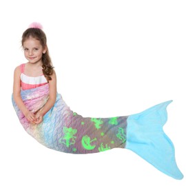 Catalonia Mermaid Tail Blanket for Girls, Glow in The Dark Mermaid Sleeping Bag for Kids, Mermaid Gift for Girls