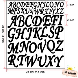 Bemeol 1560 Pieces Letter Stickers 30 Sheets Self Adhesive Vinyl Stick on Letters Capital Alphabet Sticker Letter for Craft Bulletin Boards Classroom Home Business Decoration(Black,1Inch,2Inch)