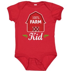 inktastic 100 Percent Farm Kid Baby Bodysuit, Red, 6 Months