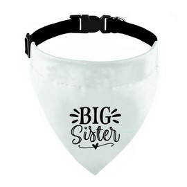 Big Sister Dog Bandana with Adjust Buckle, Baby Announcement Dog Bandana, Adjustable Pet Collar with Quick Release Buckle for Small Medium Large Pet (White)