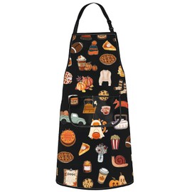 MYSOMY Fall Vibes Kitchen Apron Autumn Apron With Pockets Pumpkin Season Apron Fall Theme Kitchen Gifts (CatSweater UK)