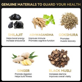 Grevol Pure Himalayan Shilajit Gummies with Ashwagandha Fulvic Acid & 85+ Trace Minerals - No Added Sugar - Individually Wrapped - 120 Gummy