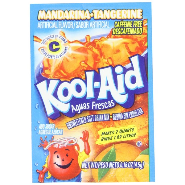 Kool-Aid Aguas Frescas Mandarina-Tangerine Unsweetened Soft Drink Mix, 0.16-Ounce Packets (Pack of 96)