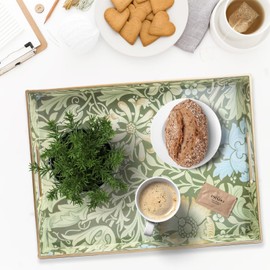 Spsyrine Serving Tray with Handles, Plastic Decorative Tray for Coffee Table, Living Room, Home Decor, 3040C