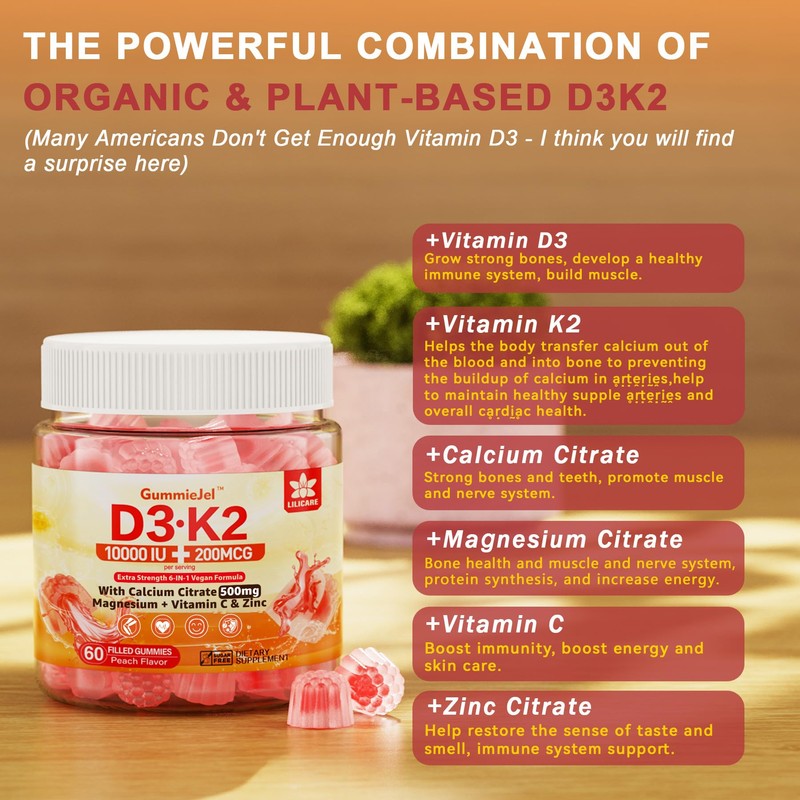 Vitamin D3 K2 Filled Gummies 5000IU / 10,000 IU with