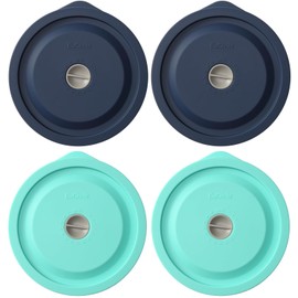 Replacement Lids for Pyrex 7200-PC 2 Cup, Silicone Round Storage Cover Lid for Anchor Hocking Glass Bowl 4 Pack with Date Mark