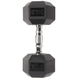 Sporzon! Rubber Encased Hex Dumbbell, Single, Black