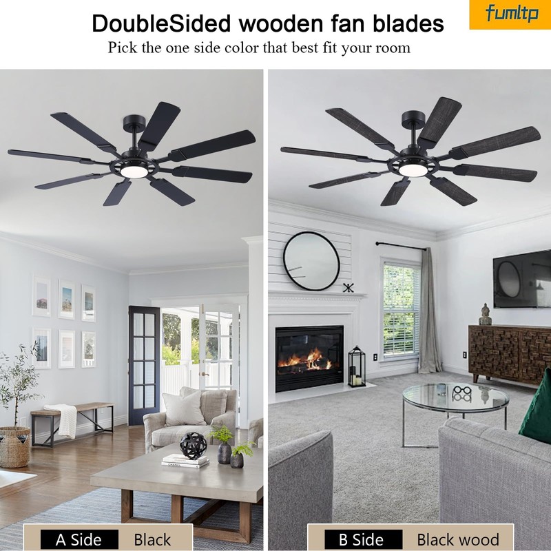 FUMLTP 62 inch Ceiling Fans with Lights and Remote Control,