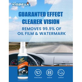 Visbella Oil Film Cleaner, Car Glass Cleaner with Sponge, for Home and Auto Cleaning, Watermark Remover for Glass Surfaces 3.38FL.OZ.
