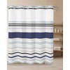 EwdeWwo No Hook Striped Shower Curtain with Snap in Liner,