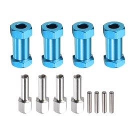 sourcing map 4pcs 12mm Wheel Hex Drive Hubs Adapter Combiner Coupler, Aluminum 25mm Extension with Nut Latch for 1/10 RC Crawler Car Parts, Blue