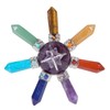KYEYGWO Energy Pyramid Stone with 7 Chakras Crystal Dot, Amethyst