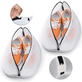Dmjia Laundry Net Shoes, Pack of 2 Mesh Shoe Bags Washing Machine with Zip (38 x 21 x 23 cm), Laundry Bag, Washing Bag, Shoe Wash Bag, for Trainers, Socks