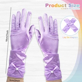 AUHOKY 4 Pairs Little Girls Long Princess Costume Formal Bows Glove, Age 3-8(Rose+Purple+Blue+Yellow)