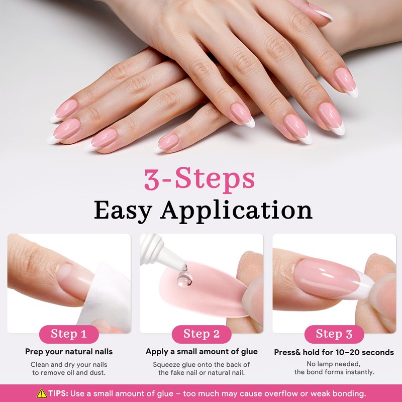 QIEK No-Lamp Nail Glue & Remover Set for Press Ons,