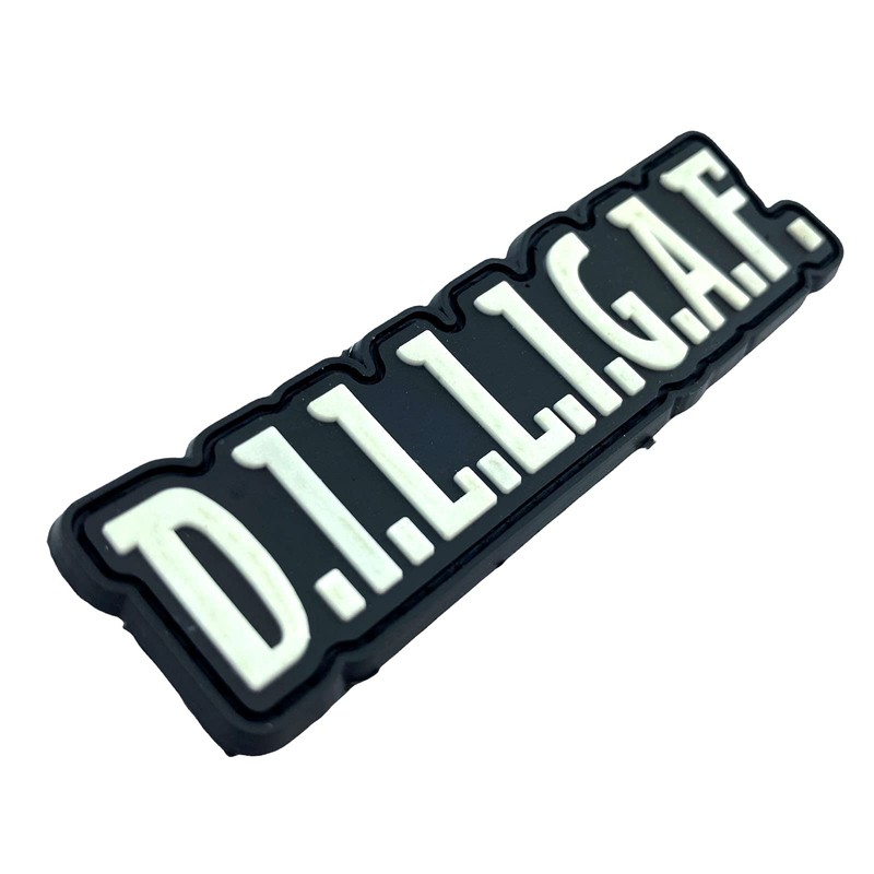 D.I.L.L.I.G.A.F Biker PVC Airsoft Morale Patch (Black Glow in The