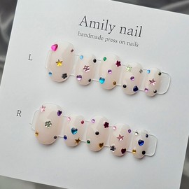 Cutie Gemstone [Handmade Nail Tips] Emily Nail - Medium Square / 큐티젬스톤 [수제네일팁] 에밀리네일 - 미듐스퀘어
