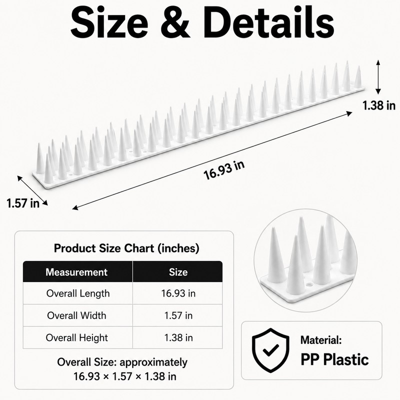 Bird Repellent Spikes for Outdoor Use - Bendable PP Deterrent