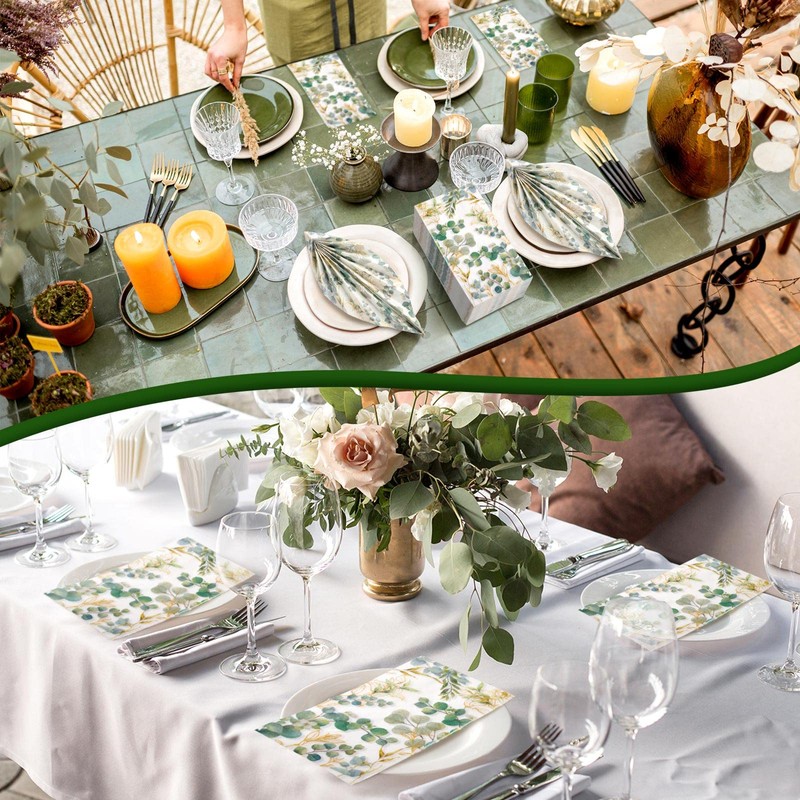 Spiareal 120 Pcs Greenery Paper Napkins 3 Ply Disposable Hand