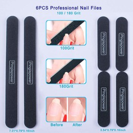 Pingispower 19pcs Nail File Buffer Set Professional Manicure Tool Set Art Care Nail File Block 100/180 and 600/3000 Grits Ideal for Natural Nails and Acrylic Nails
