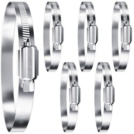 HOLMOL Hose Clips 6PCS, Adjustable 91-114mm Range Hose Clamp Set, 304 Stainless Steel Pipe Clips, Worm Drive Hose Pipe Clips, Pipe Clamps Clips for Hose Pipe Tube, Water Pipe, Automobile Pipe