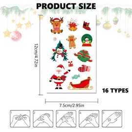 Christmas Tattoos for Kids 16 Sheets, Christmas Stocking Fillers for Boys and Girls, Xmas Eve Box Fillers, or Temporary Tattoos for Christmas Party Bag Fillers